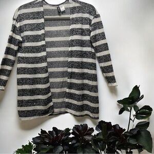 H&M Black and White Striped Cardigan